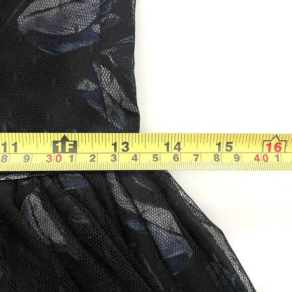 Jill Jill Stuart Floral Printed Organza Mesh Fit & Flare Blk Cocktail Dress - Picture 7 of 15